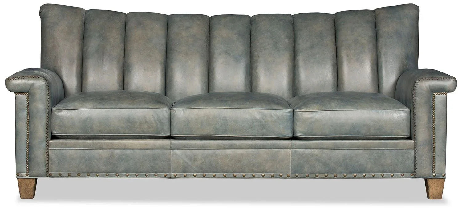Luxury leather channel back sofa 
