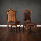 Castillo hacienda dining chair with embossed top-grain leather, nailhead trim and a sculpted exposed hardwood frame