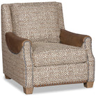 Browns and cream fabric with brown leather arms lounge chair - Your Western Decor