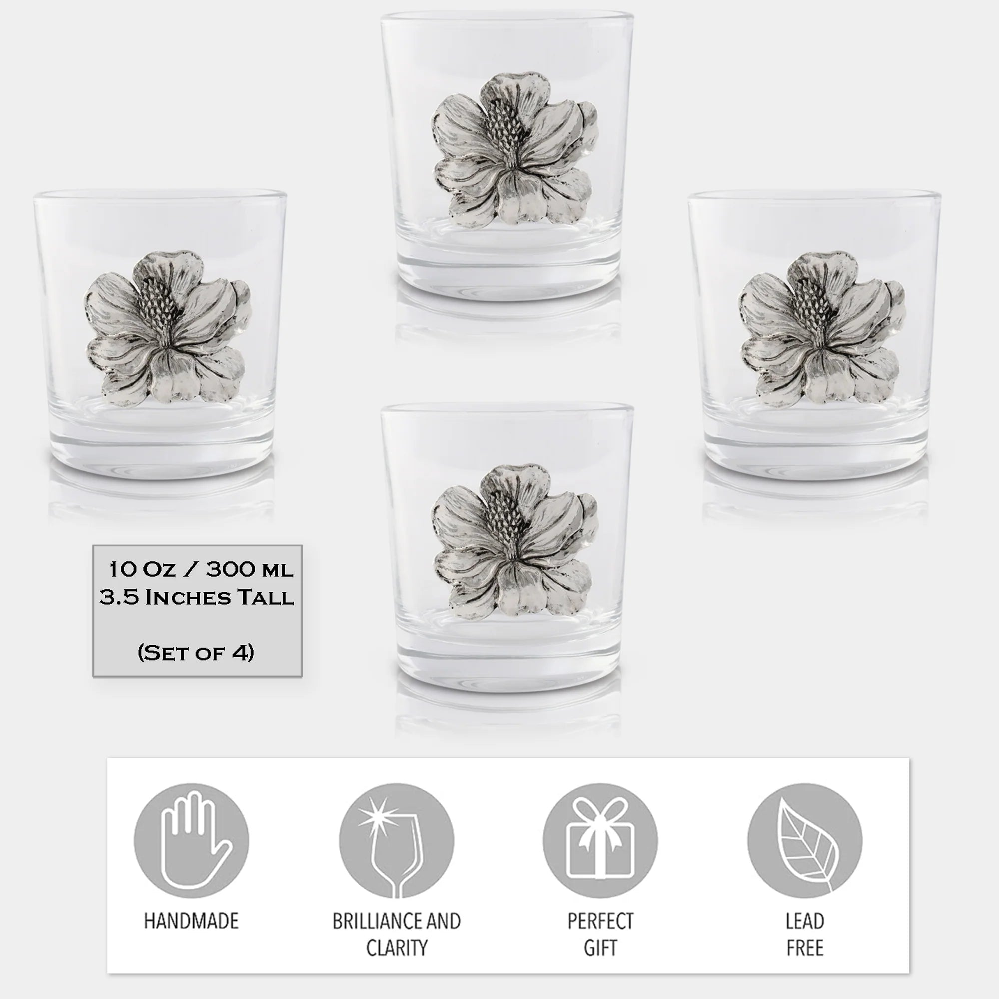 Magnolia Whiskey Glass Set, Bar Glasses