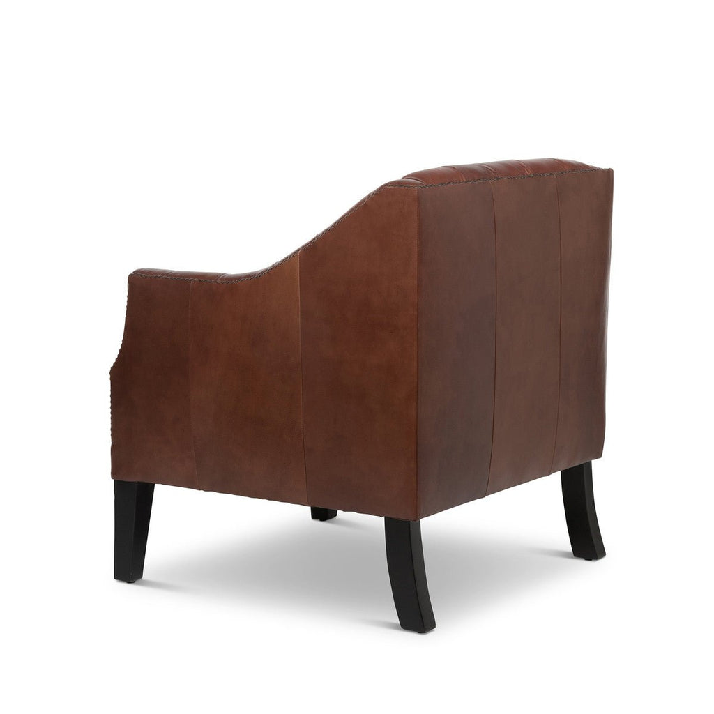 Luxury Mahogany Tufted Leather Club Chair Back - Your Western Decor