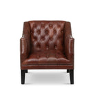 Luxury Mahogany Tufted Leather Club Chair Front - Your Western Decor