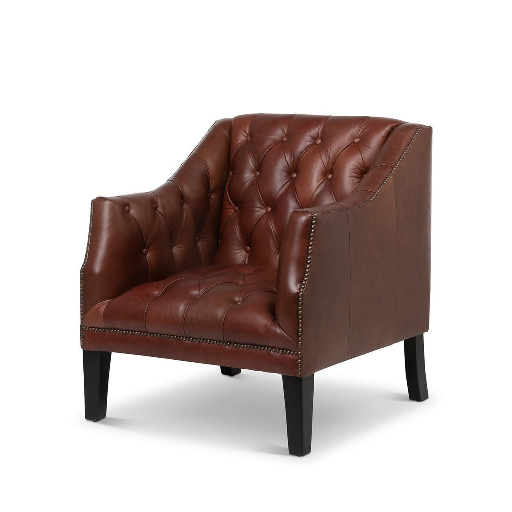 Luxury Mahogany Tufted Leather Club Chair - Your Western Decor