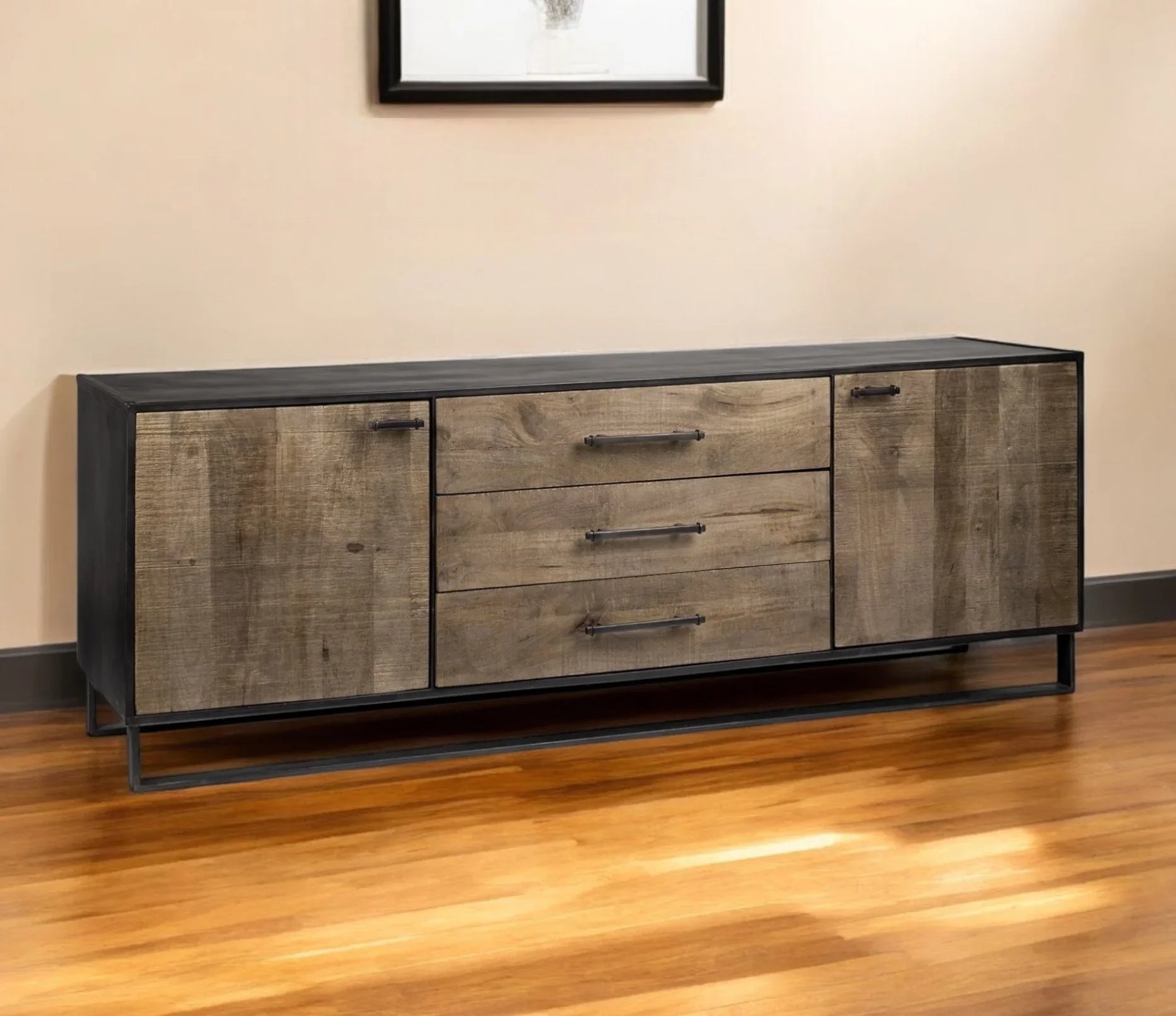 Storage sideboard made of Mango wood and iron