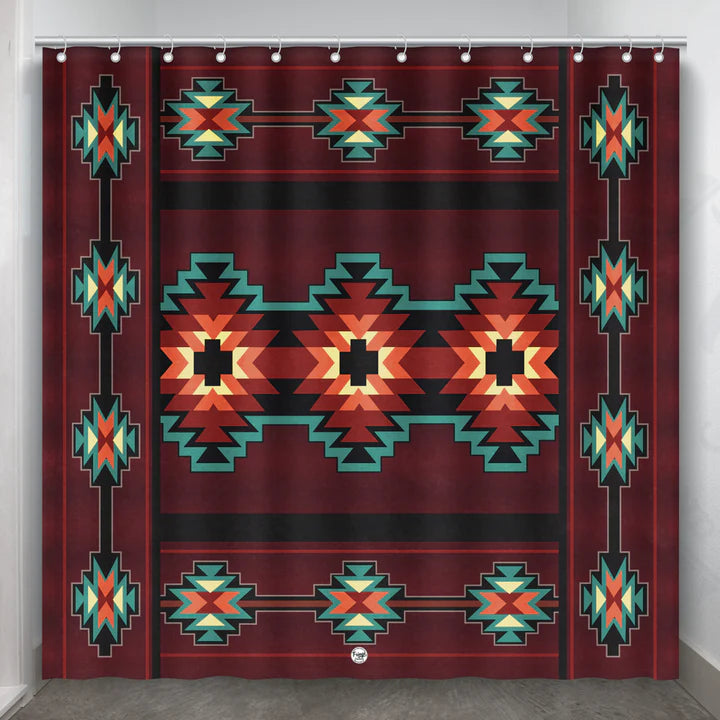 Maroon Southwestern Shower Curtain made in the USA - Your Western Decor