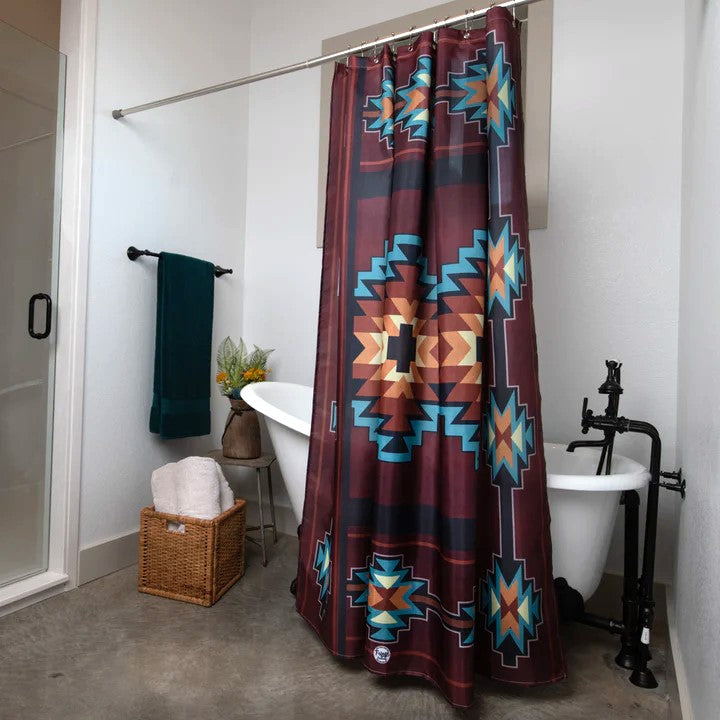 Maroon Southwestern Shower Curtain made in the USA - Your Western Decor