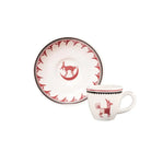 Mimbreno espresso cup and saucer set in maroon and white - Your Western Decor