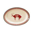 Mimbreño oval serving platter in maroon and white with Aztec deer design - Your Western Decor