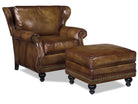 rustic leather chair with nailhead trim and ottoman