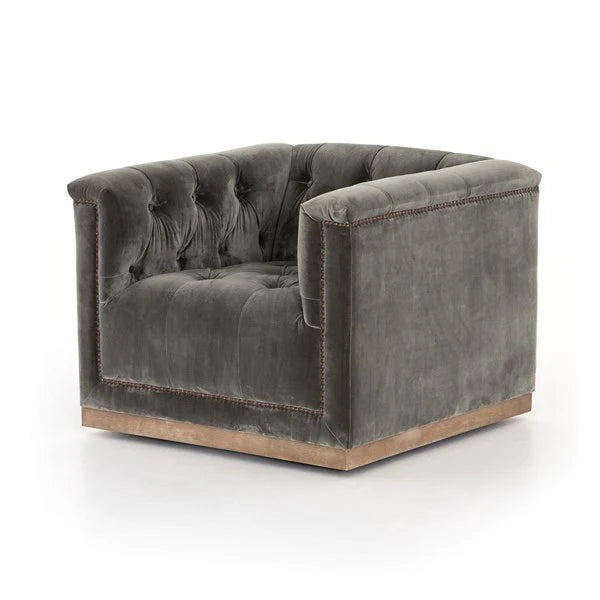 Sapphire birch colored Maxine Tufted Swivel Chair - Your Western Decor