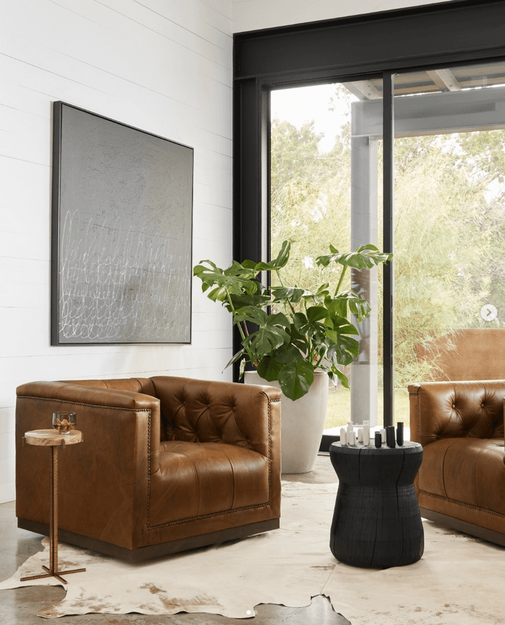 Heirloom Sienna Tufted Leather Swivel Chairs - Your Western Decor