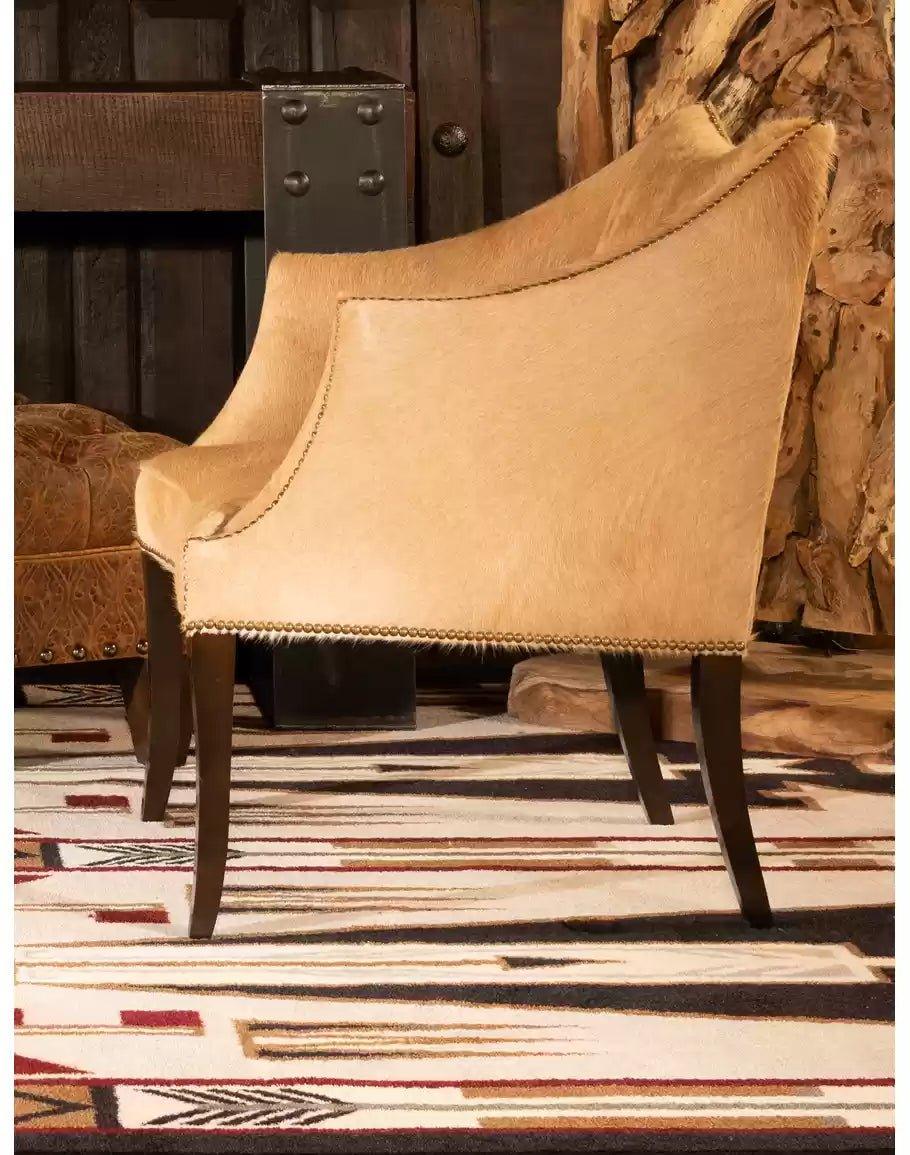 American made McCoy Champagne Cowhide Chair side - Your Western Decor