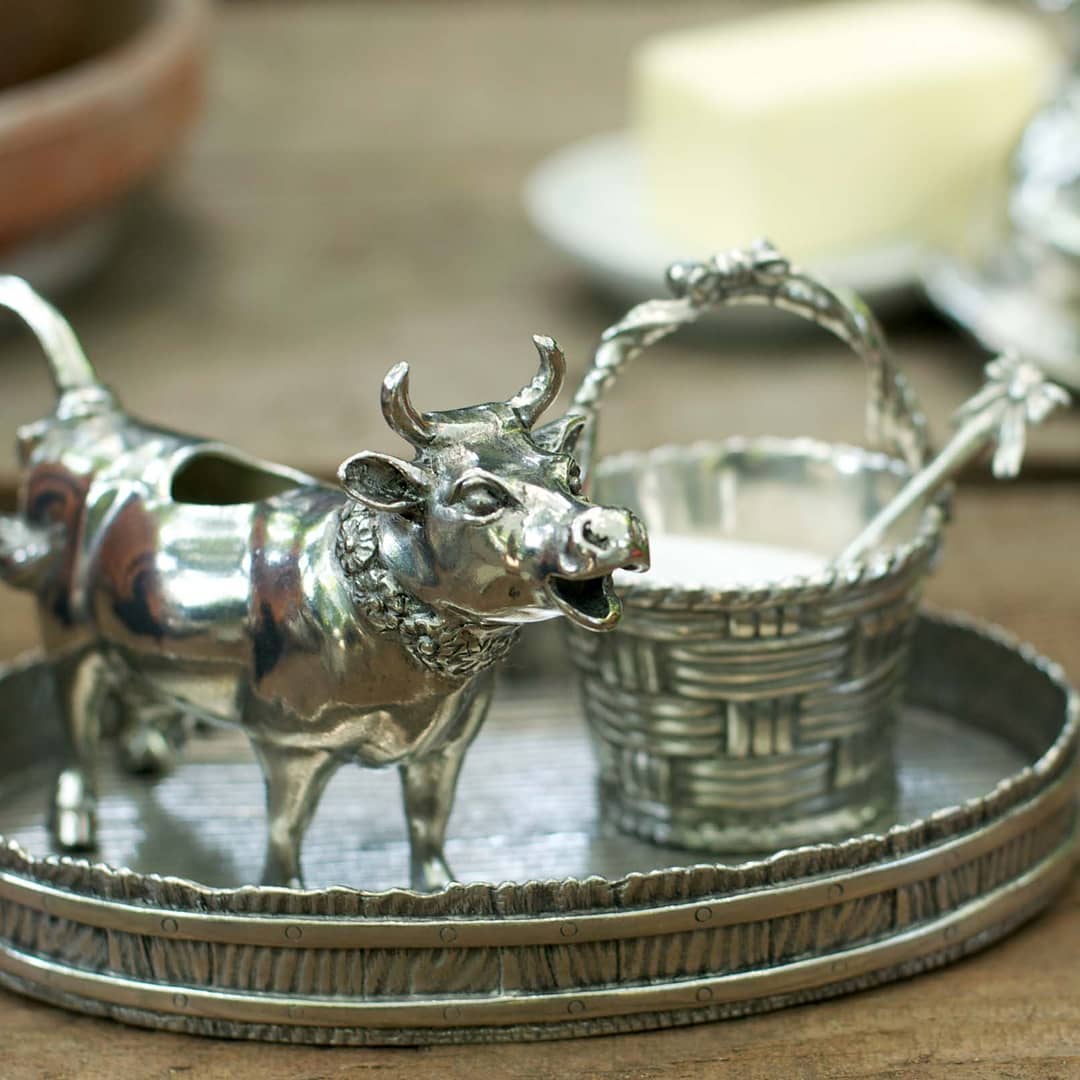 Mabel the cow cream and sugar serving set with tray - Your Western Decor