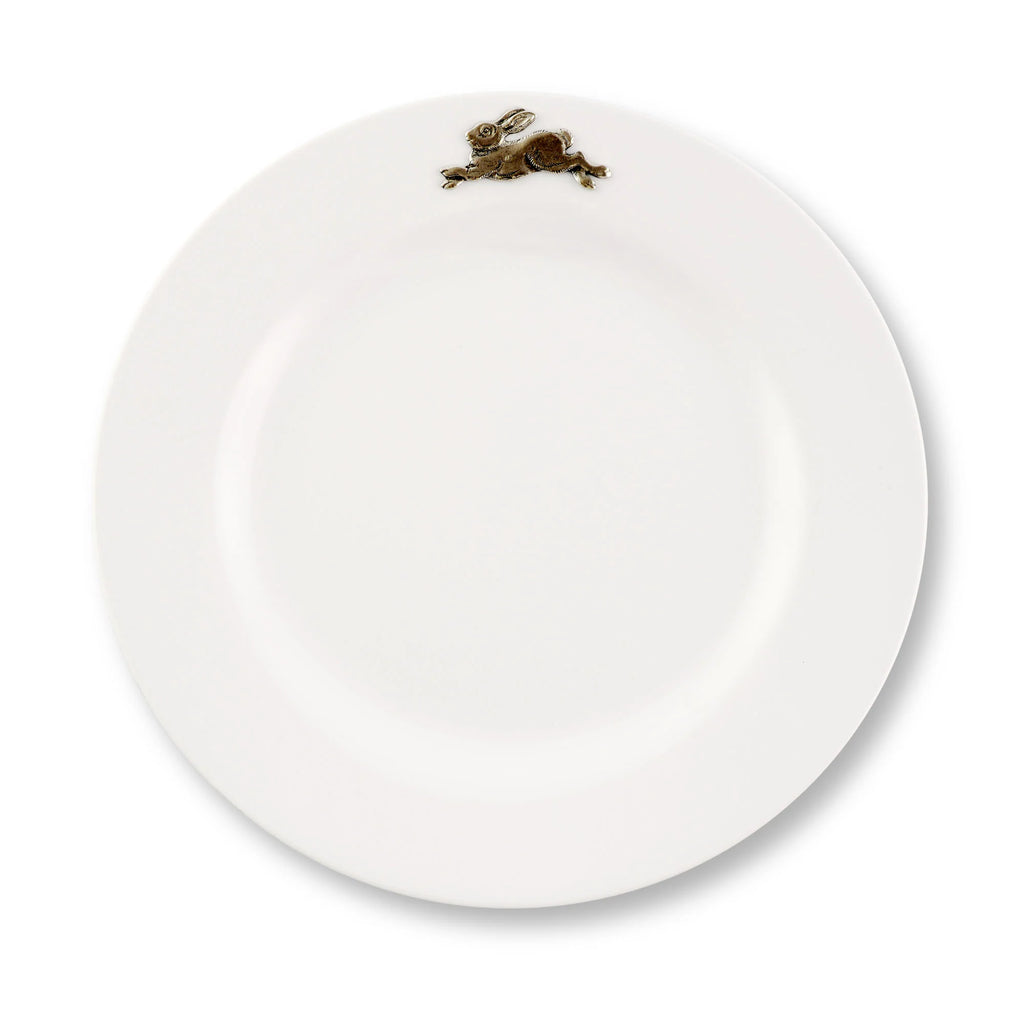 White Melamine 10" Plates w/ Pewter Rabbit - Your Western Decor