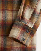 Canyon Western Wool Plaid Shirt sleeve detail by Pendleton in copper, cream and brown ombre - made in the USA - Your Western Decor