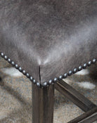 Mesa Dining Chair in Greys leather seat and tacking detail - Your Western Decor