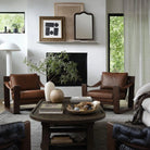 Mesa Brown Leather Accent Chairs w/ Swivel - Your Western Decor