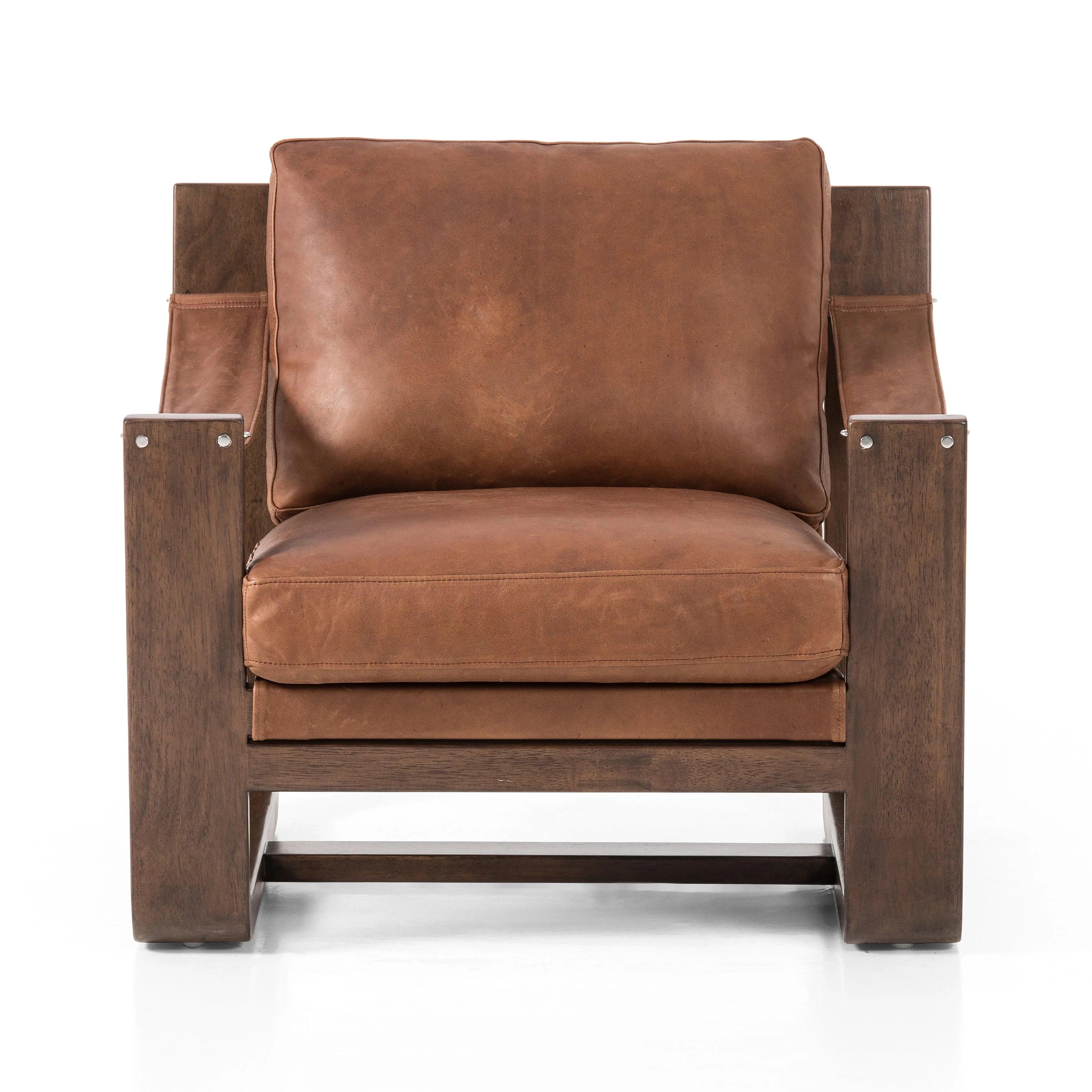 Mesa Brown Leather Accent Chair w/ Swivel - Your Western Decor