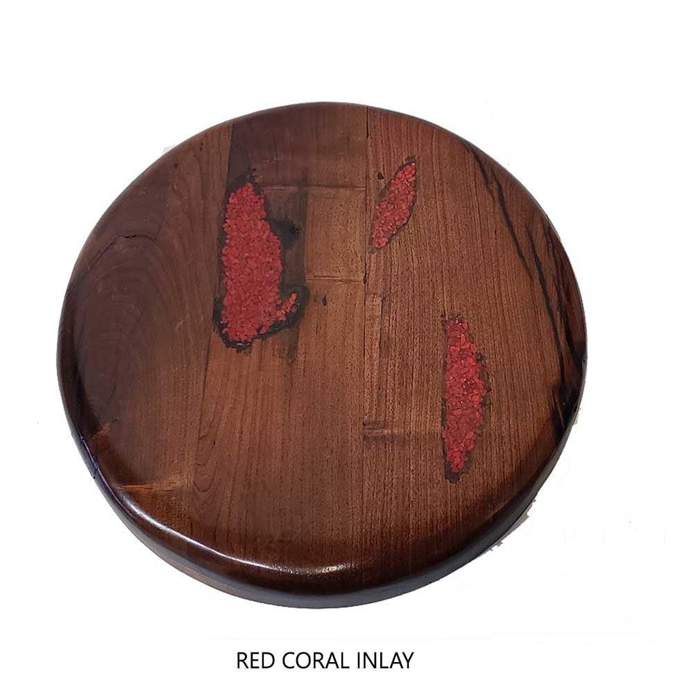 Mesquite wood table top red coral inlay - Your Western Decor