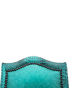 Turquoise leather dining chair with embossed croc trim - Your Western Decor