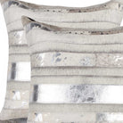 Luxury accent pillows in silver metallic and grey and white cowhide 