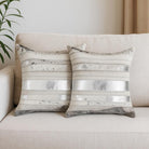 Metallic silver and grey/white cowhide pillow set 