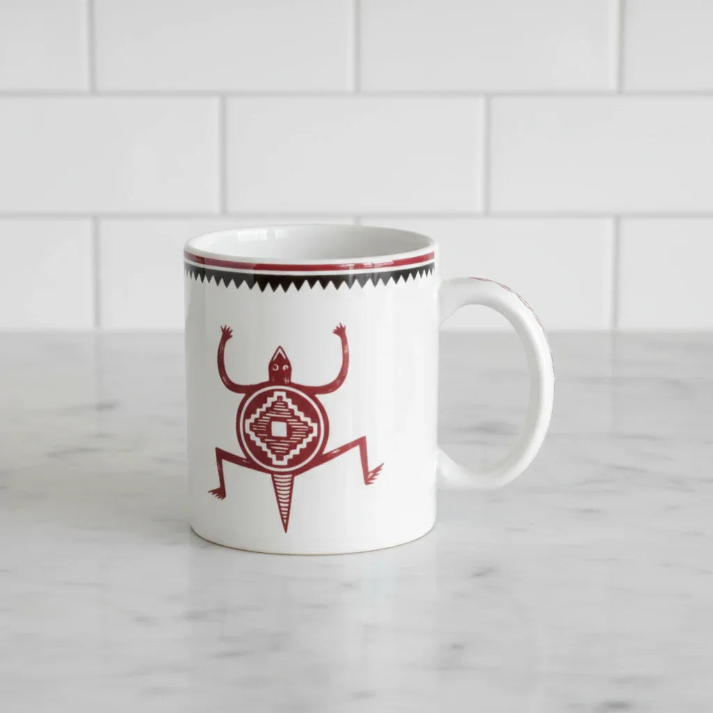 Aztec Mimbreno white, black, red Lizard mug - Your Western Decor