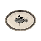 Oval black and white serving platter with Aztec turkey design - Your Western Decor