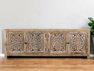 Modern farmhouse hand carved sideboard