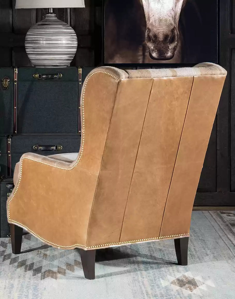 Mohair Flannel & Leather Arm Chair Back - Your Western Decor