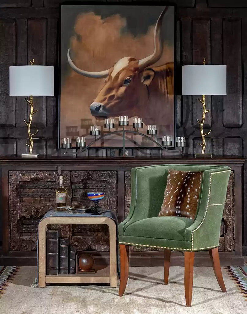 American Made Mohair Sage Accent Chair in Room Setting - Your Western Decor