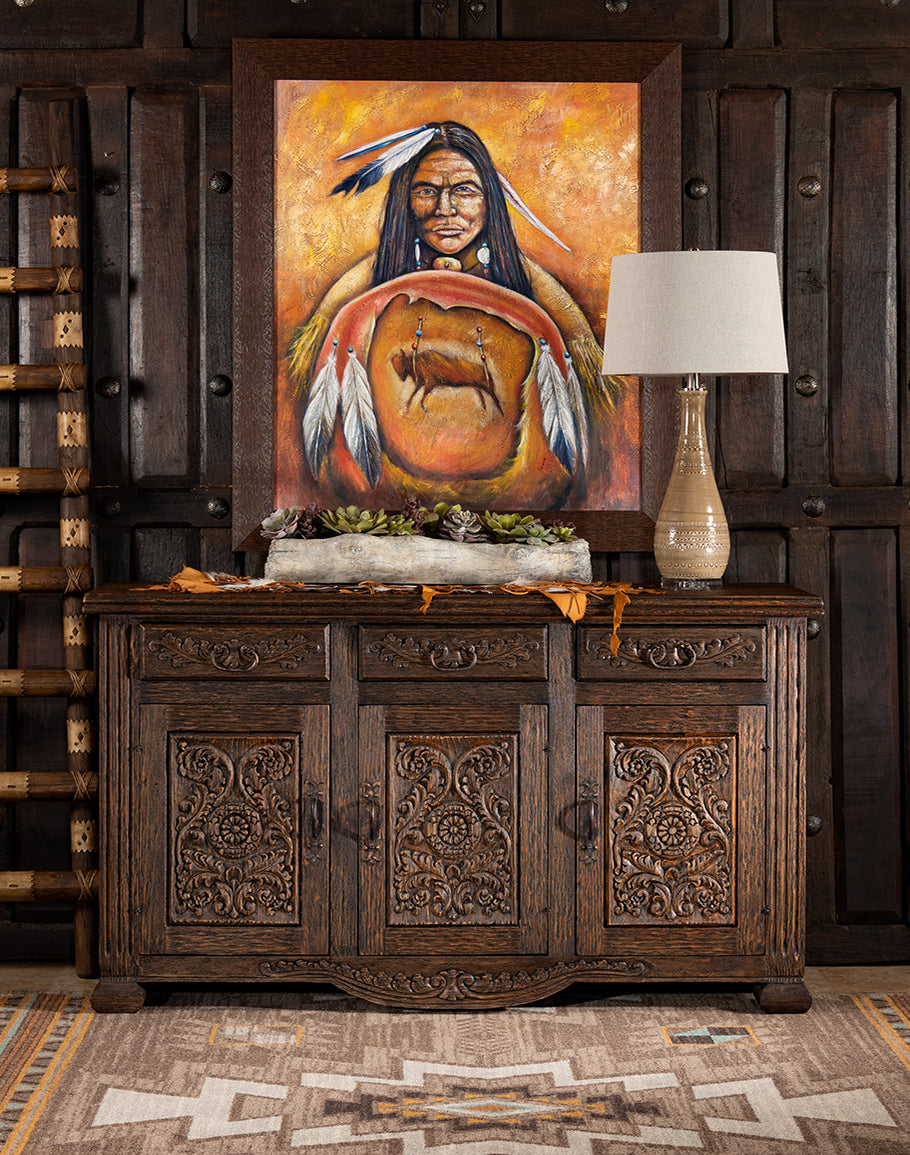 Dark brown Monaco Hand Carved Buffet made in Peru - Your Western Decor