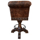 Brown leather stool with decorative metal base on a white background - Your Western Decor