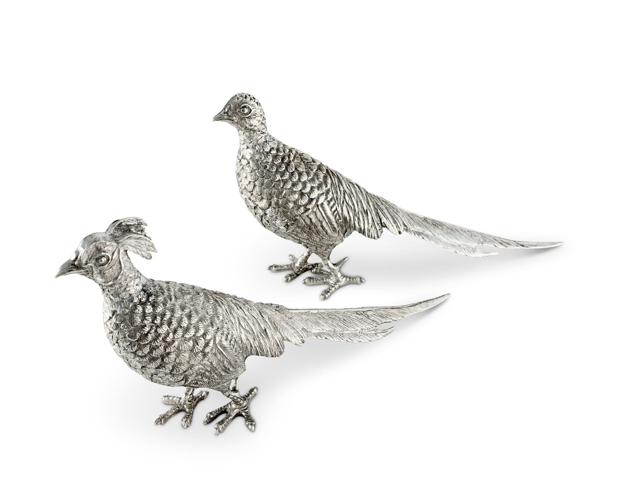 Pewter Pheasant Statuettes - Pewter - Hand finished detail - Your Western Decor