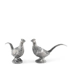 A pair of pewter salt and pepper shakers in the shape of pheasants - Your Western Decor