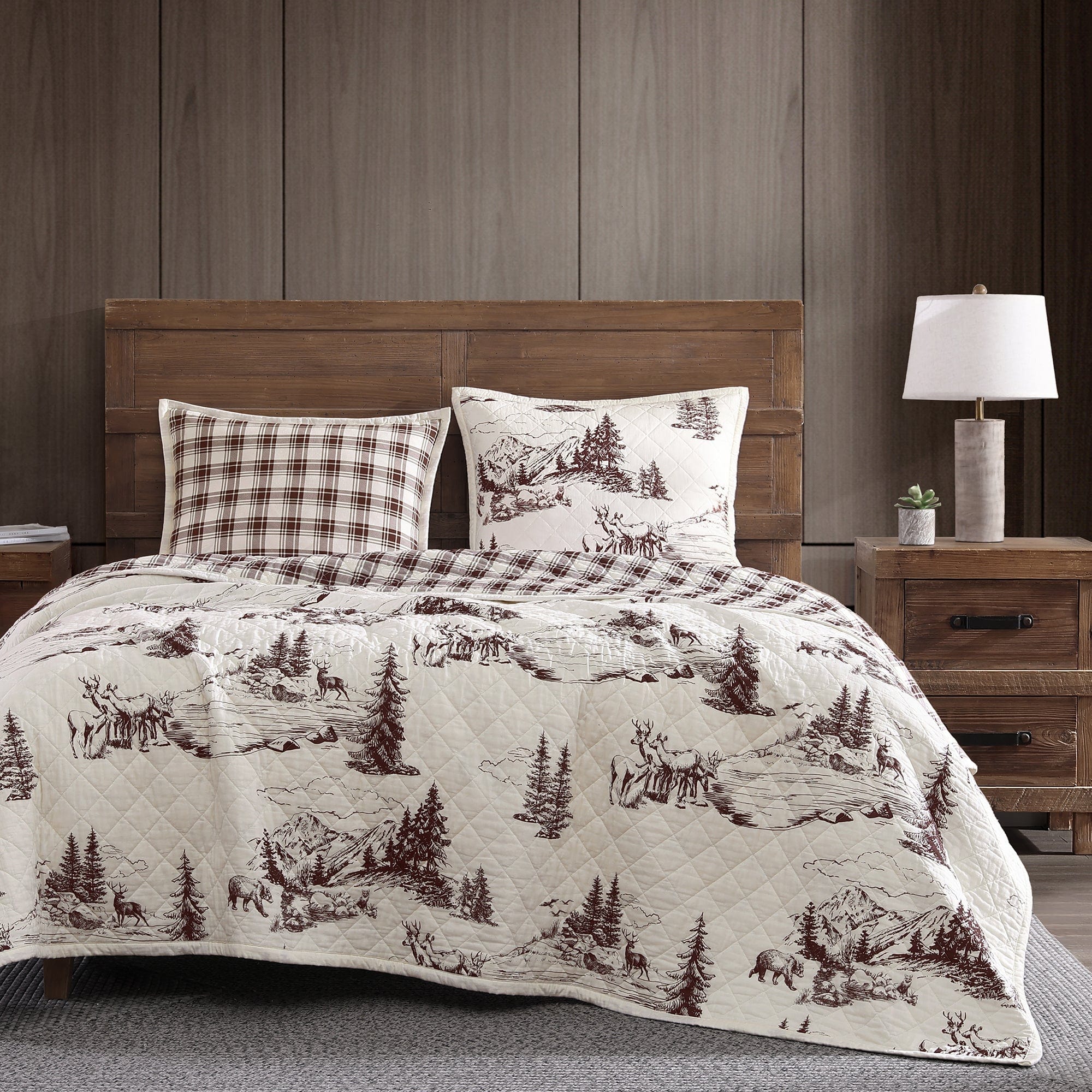 Mountain Pine Reversible Wildlife Quilt Set - Your Western Decor