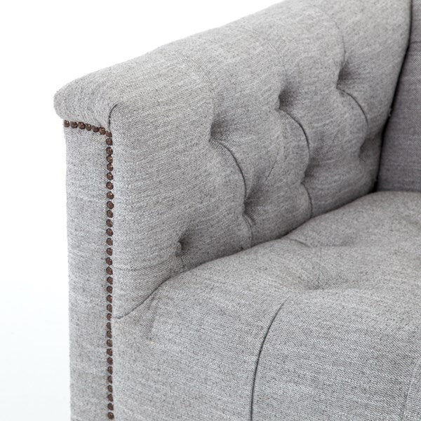 Manor light grey colored fabric Maxine Tufted Swivel Chair - Your Western Decor
