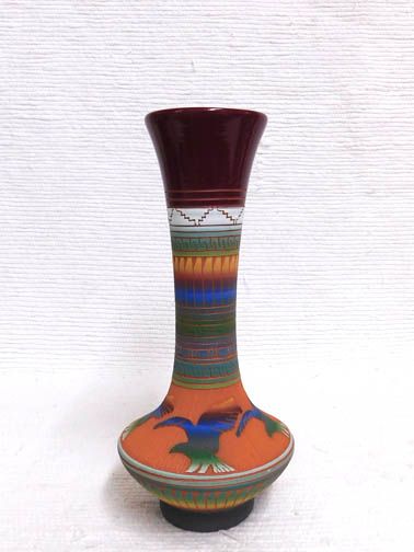 Native American Eagle Etched Long Neck Vase - Your Western Decor