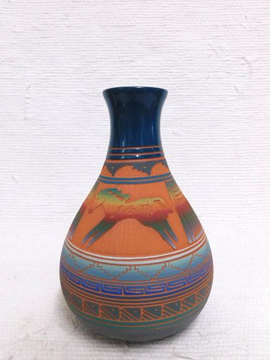 Navajo Horse Etched Clay Vase - Native American Pottery - Your Western Decor