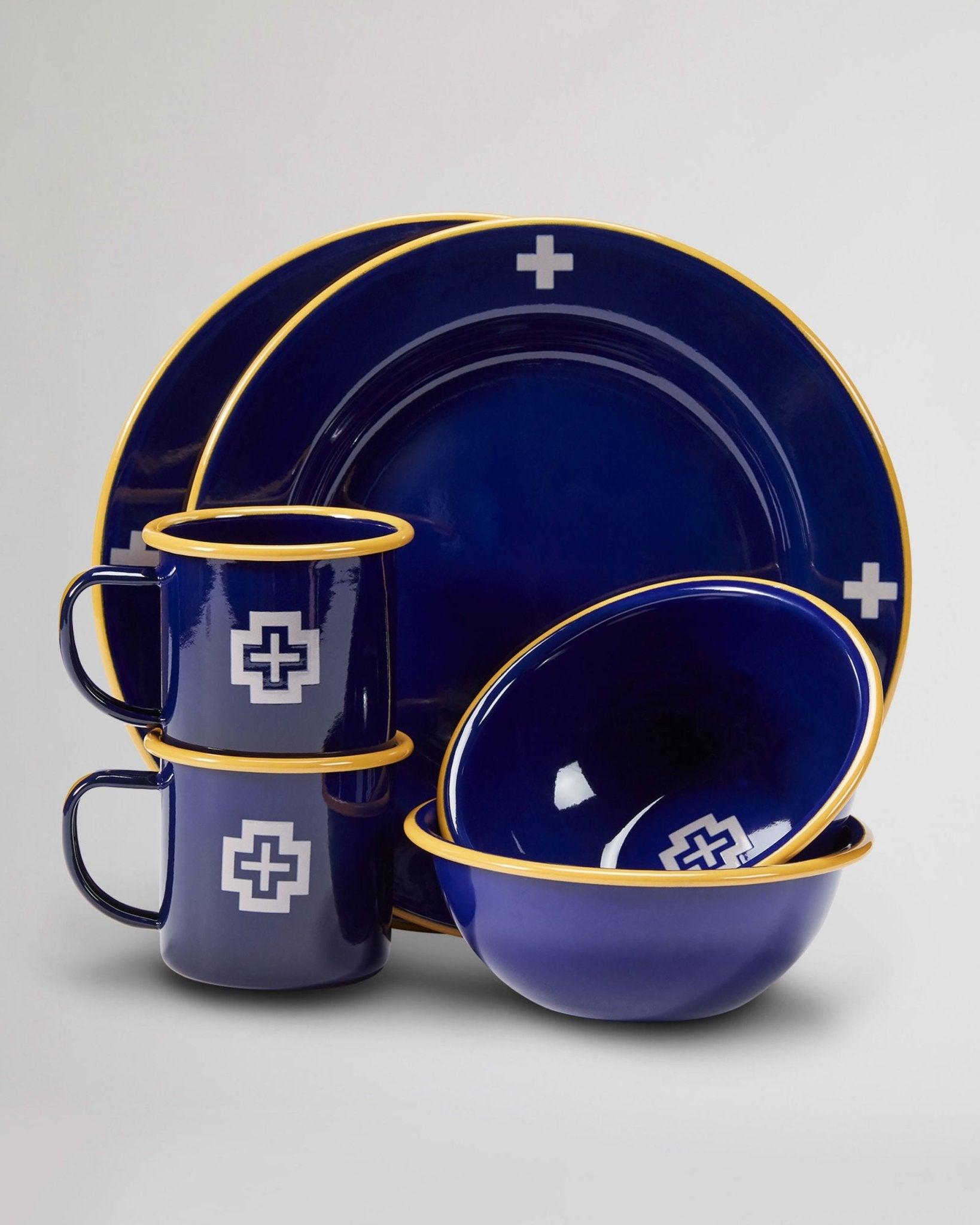 6-pc Navy Cross Enamelware Pendleton Camping Dinnerware - Your Western Decor