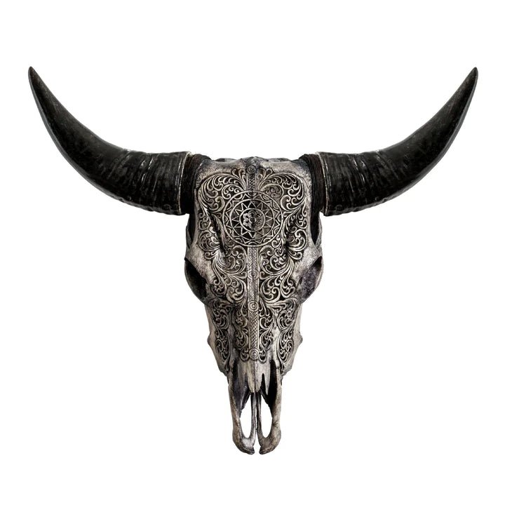 New Day - Carved Steer Skull in Grey finish - Your Western Decor
