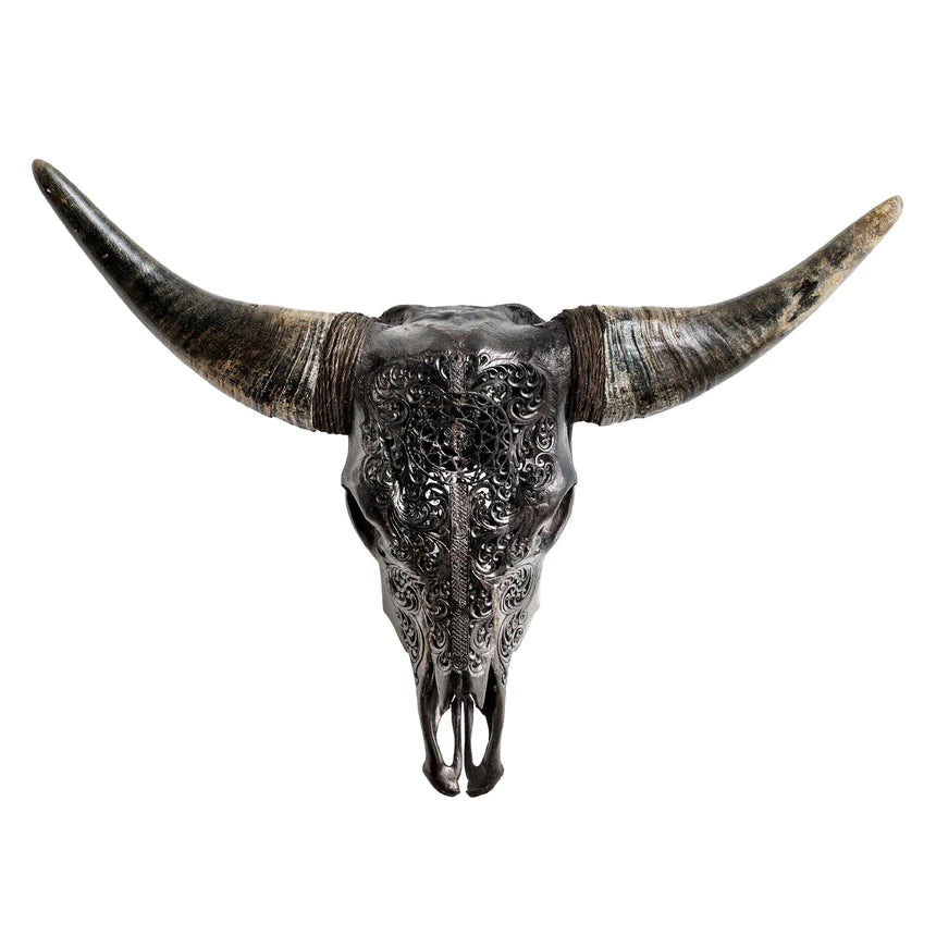 New Day - Carved Steer Skull in Black - Your Western Decor