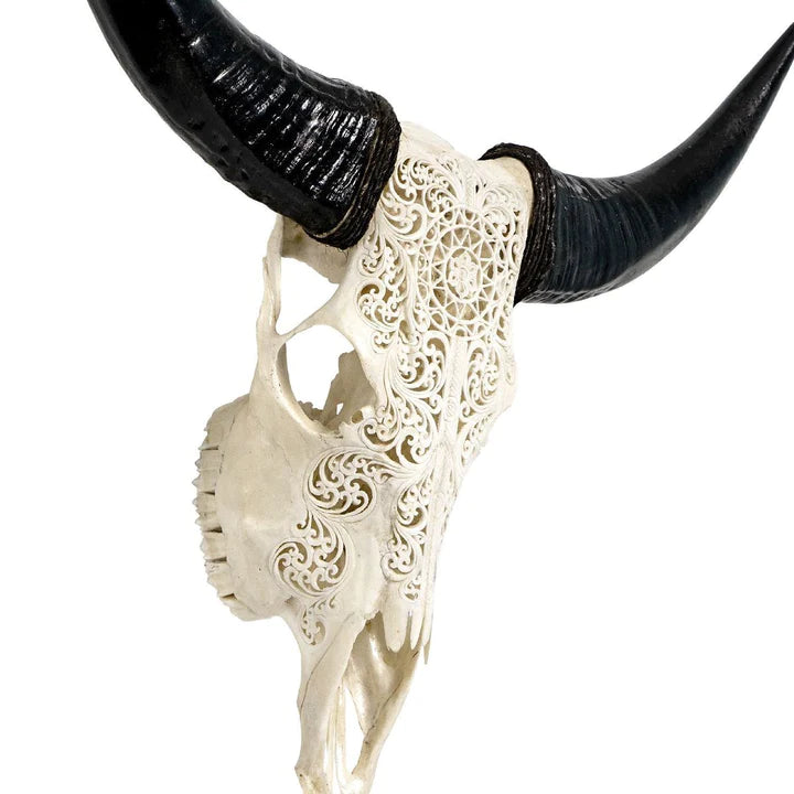 New Day hand carved steer skull detail - Your Western Decor