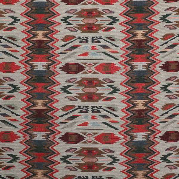 Patterned fabric with red, brown, and beige colors - Your Western Decor