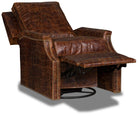 Swivel recliner in brown croc embossed leather - Your Wsetern Decor