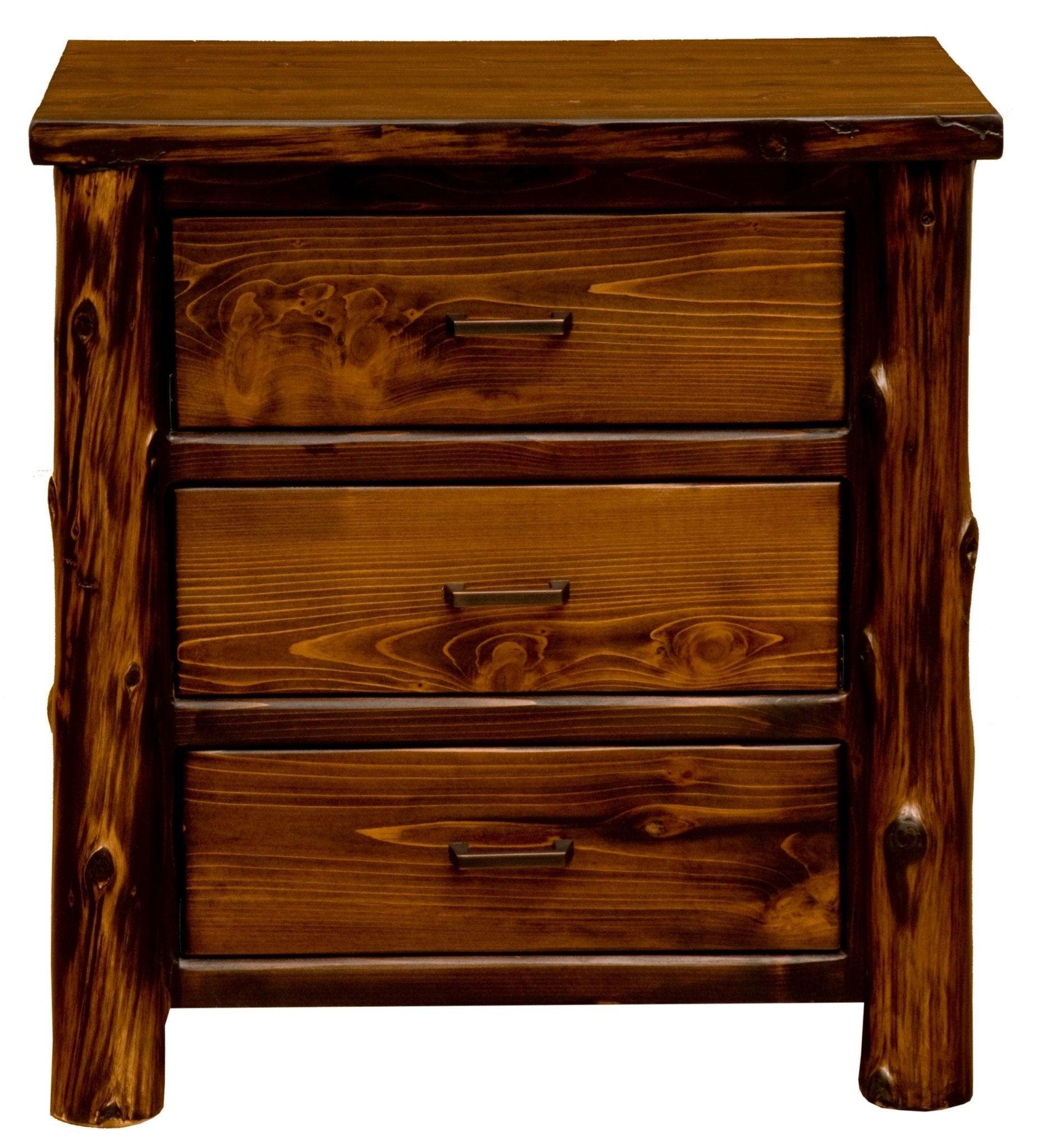 North Woods Rustic 3 Drawer Nightstand - American Made Cedar Log Furniture - Your Western Decor