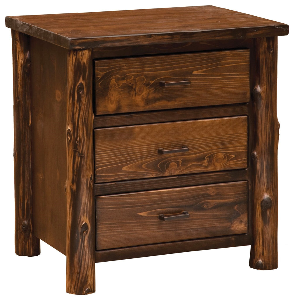 North Woods Rustic 3 Drawer Nightstand - American Made Cedar Log Furniture - Your Western Decor