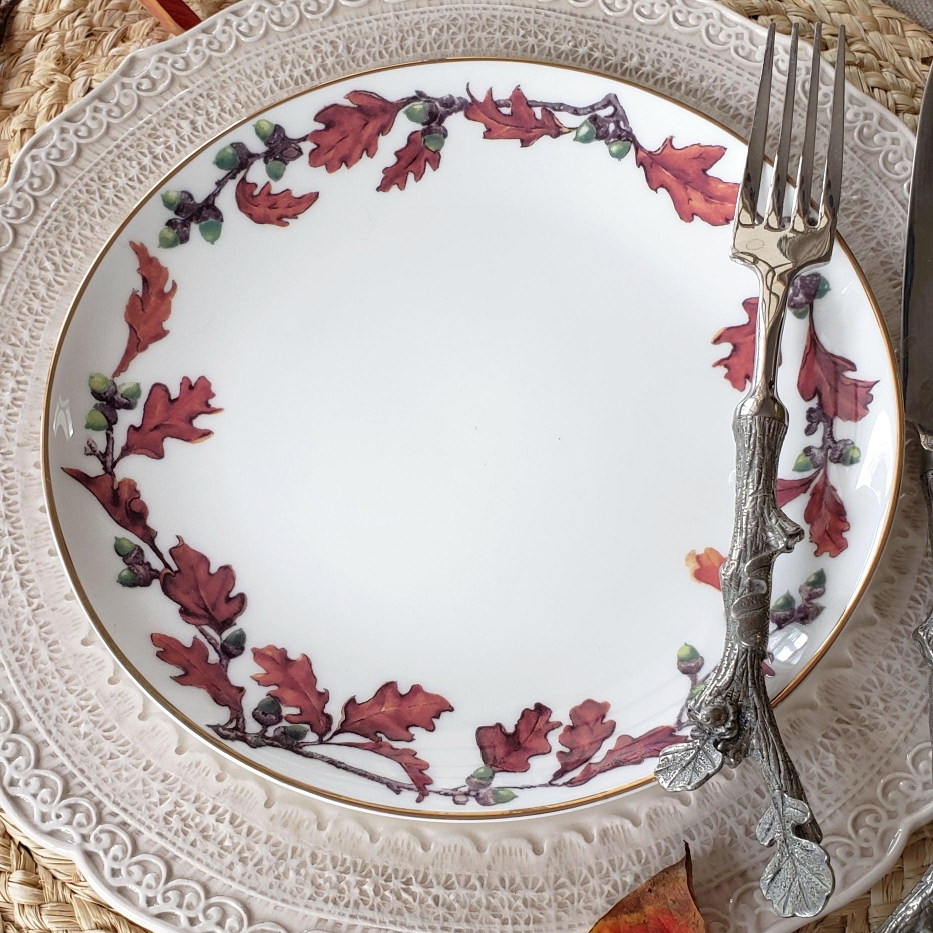 Northwoods bone chine dinner plate with acorn leaves - Your Western Decor