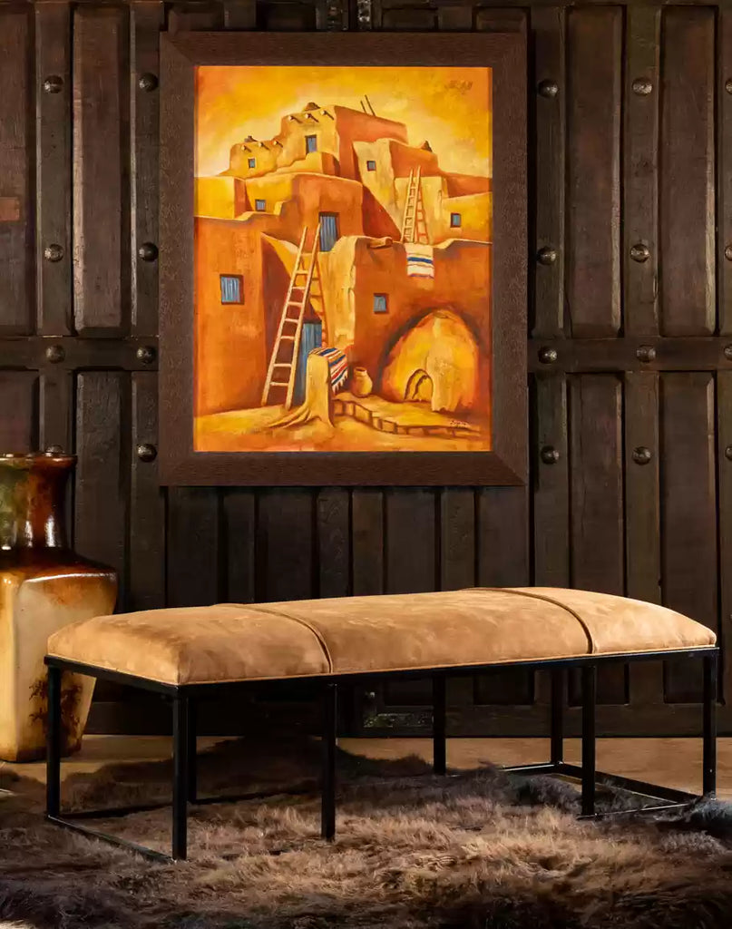 Nu Buck Leather Upholstered Bench - Your Western Decor