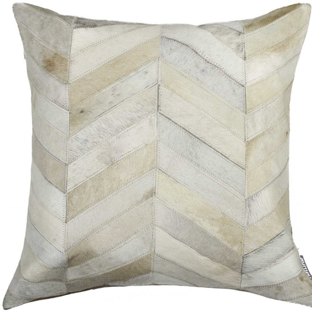 Cowhide Chevron Pattern Off-White Mix Pillow - Your Western Decor